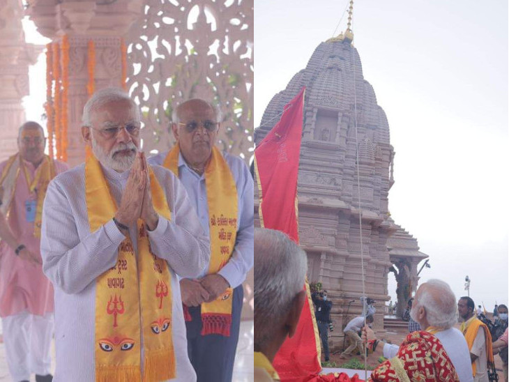 flag-hoisted-on-pavagadh-temple-after-500-years-by-pm-narendra-modi