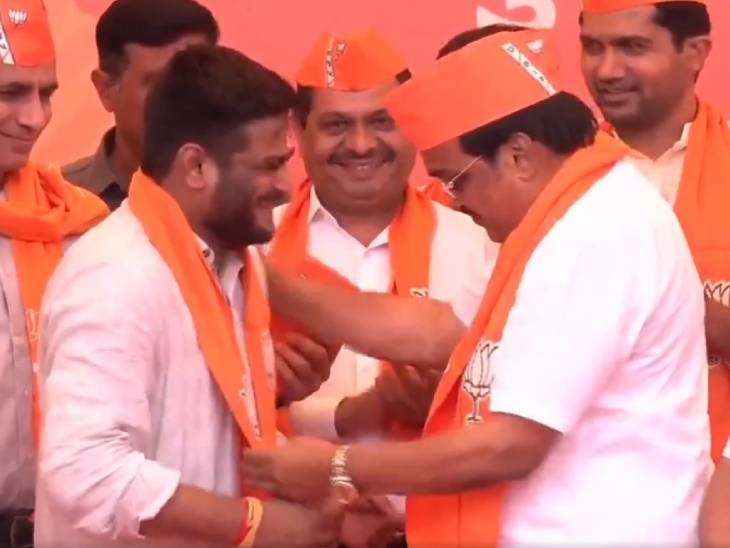 Hardik Patel, who came into the limelight from the Patidar reservation movement, assumed the BJP scarf