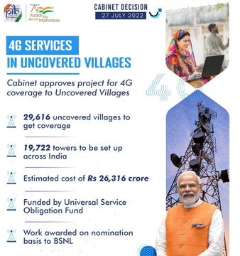 Modi government allocation of 26,316 crores to start 4G service in 29,616 villages