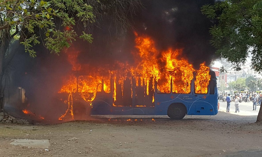 BRTS bus caught fire in Ahmedabad! Fortunately, there were no casualties