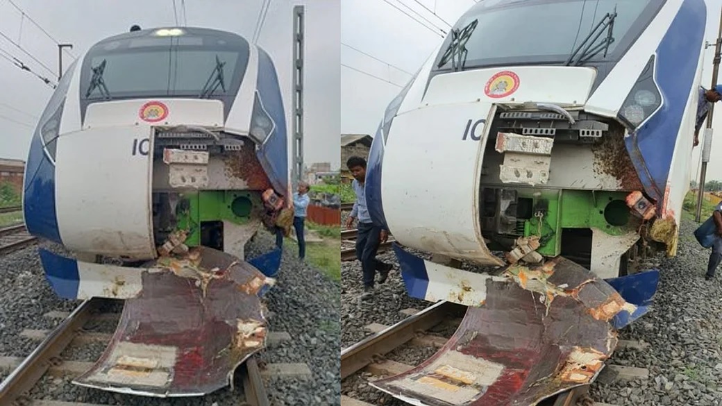 Vande Bharat train accident again! The train was damaged after hitting a cow