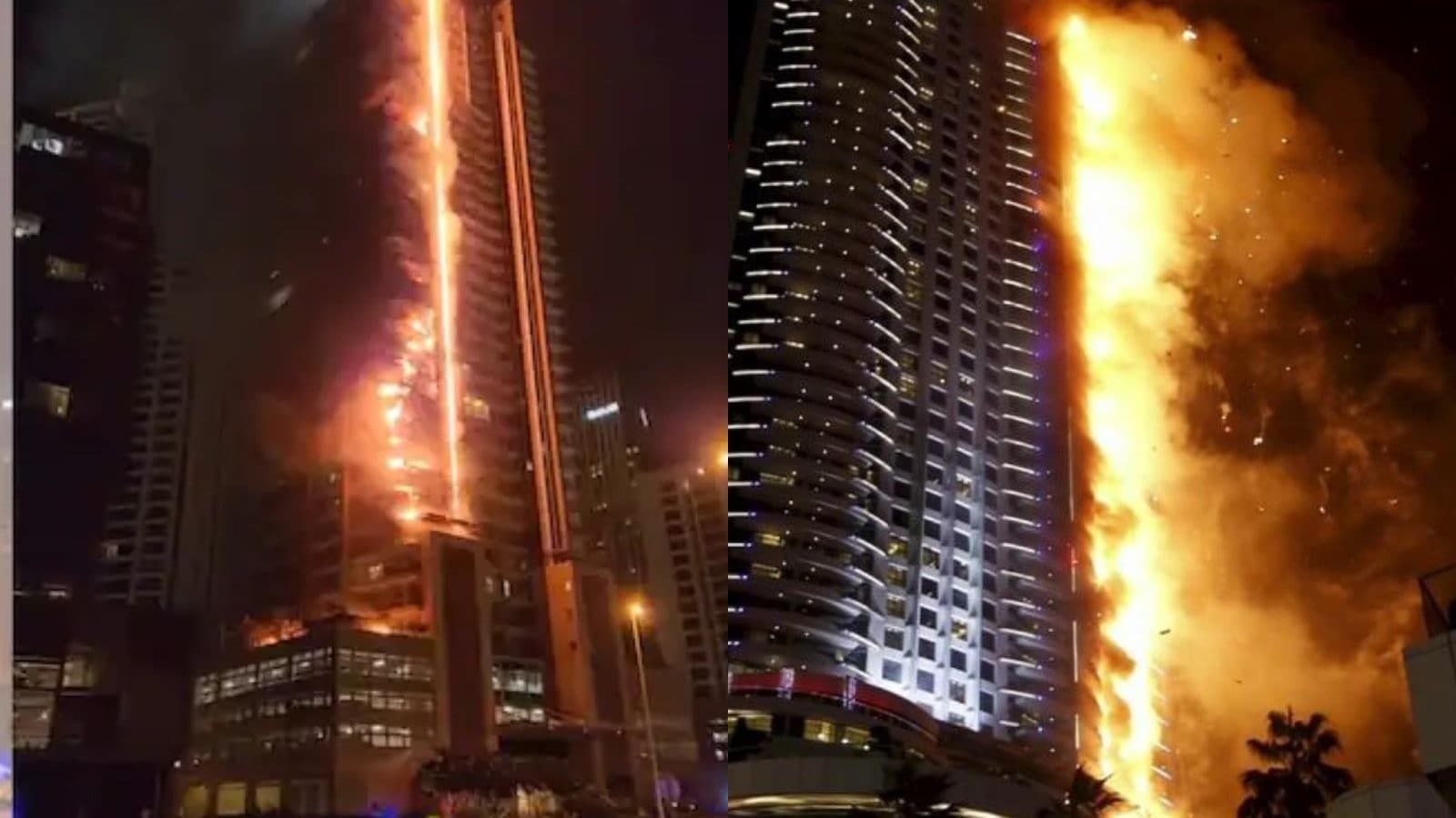 A fierce fire broke out in the Hayrites building near Burj Khalifa in Dubai!