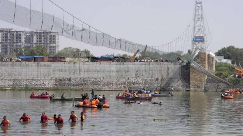 135 lives taken over the Morbi Bridge incident, statewide mourning today! A silent rally will be held in Morbi