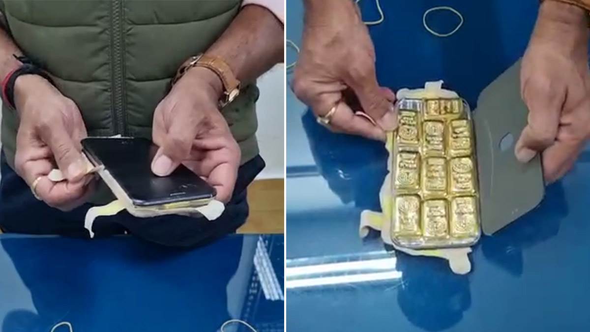 10 gold biscuits were being hidden in mobile phone covers, seized at Surat airport
