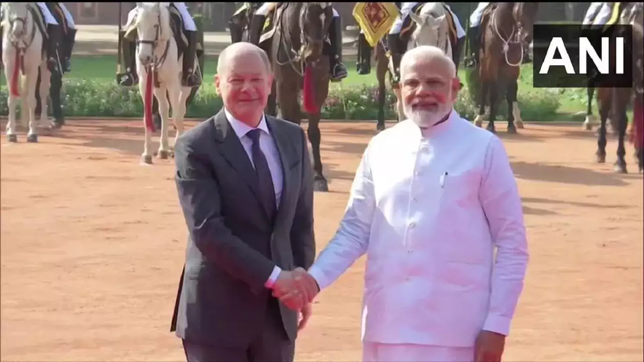 german-chancellor-olaf-scholz-meets-pm-modi-at-rashtrapati-bhavan-russia-ukraine-war-to-be-discussed