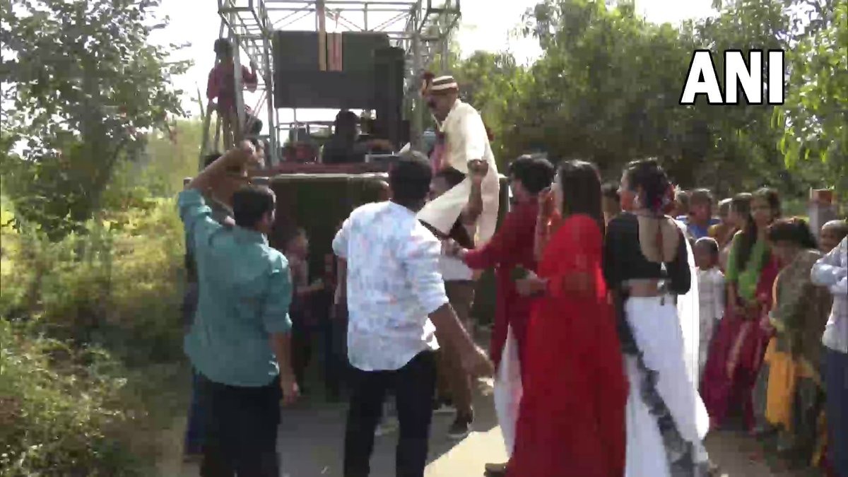 Neither horse nor carriage, the groom's ride on a bulldozer went viral on social media