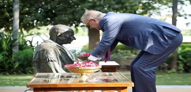 Australian PM Anthony Albanese visits Sabarmati Ashram, pays tribute to Mahatma Gandhi