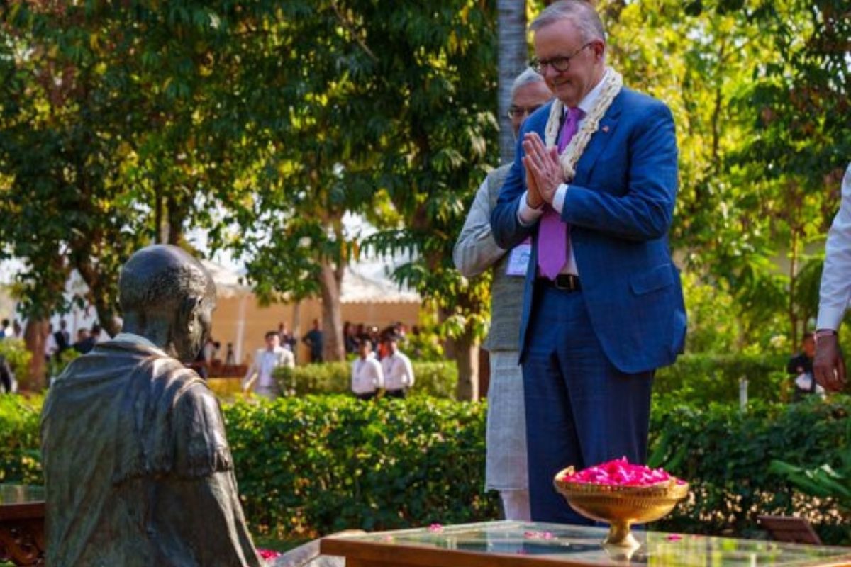 Australian PM Anthony Albanese visits Sabarmati Ashram, pays tribute to Mahatma Gandhi