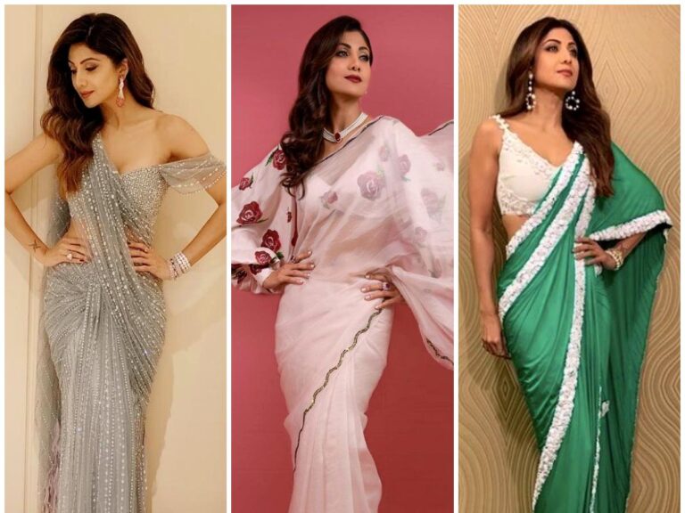 Take inspiration from Shilpa Shetty to give a saree a statement look