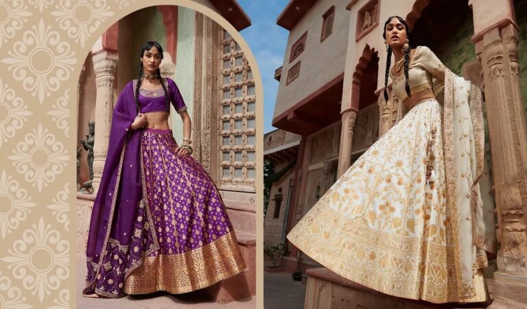 You will look stylish even in a minimal look in a wedding function, silk lehengas will add charm to your look.